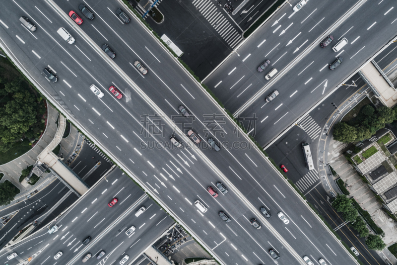 公路,高架道路,航拍视角,汽车,交通,路口,交通方式,多车道公路,现代,建筑业