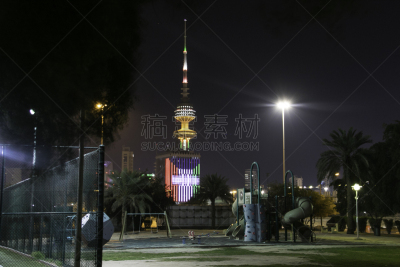 科威特,塔,科威特塔,建筑外部,风景,图像,光轨,波斯湾,无人,户外
