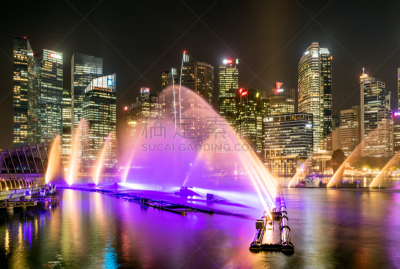 新加坡,照明设备,喷泉,滨海湾 ,商务,城市生活,现代,著名景点,河流,水湾