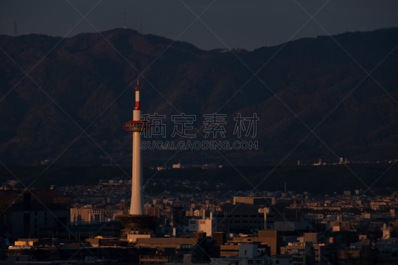 breathtaking sunrise in the Kyoto city, japan