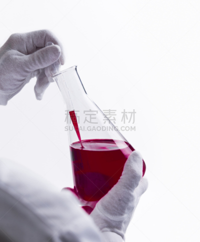 拿着,化学制品,科学家,吸液管,烧瓶,部分,药,科学实验,仅男人,仅一个男人