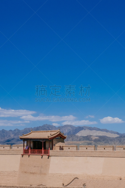 天空,传统,亭台楼阁,蓝色,围墙,嘉峪关市,在下面,山口,垂直画幅,纪念碑