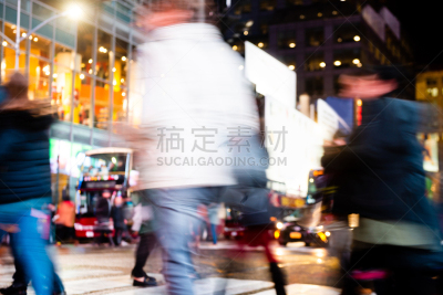 纽约,交通,行人,长时间曝光,时代广场,国际著名景点,城市生活,汽车,黄昏,光轨