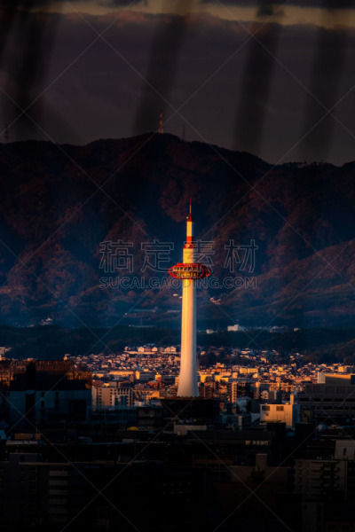breathtaking sunrise in the Kyoto city, japan