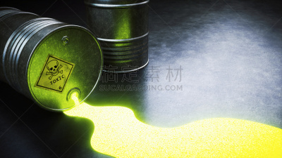 放射警告标志,桶,漏泄,撒出,室内地面,浮油,警告标志,暗色,有毒废物,骷髅图