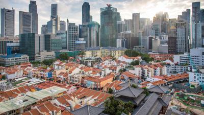 View of The skyline of Singapore downtown CBD