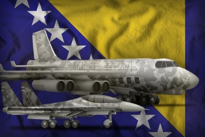 Bosnia and Herzegovina air forces concept on the state flag background. 3d Illustration
