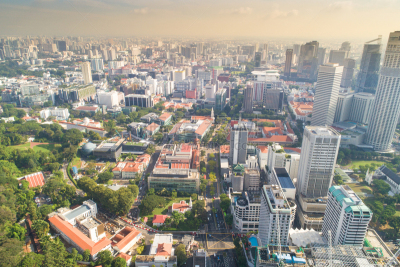 新加坡市,城市天际线,航拍视角,游艇码头,滨海湾 ,金融,全景,中环,建筑外部,全部