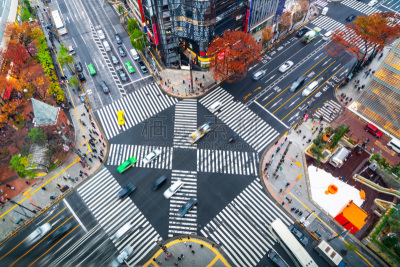 城市,日本,银座,东京,航拍视角,城市生活,在活动中,汽车,城镇景观,交通