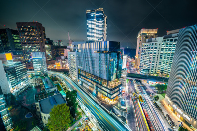 城市,日本,银座,夜晚,东京,城市生活,汽车,城镇景观,交通,曙暮光