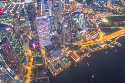 新加坡市,城市天际线,航拍视角,游艇码头,滨海湾 ,横截面,公亩,建筑外部,全部,金融