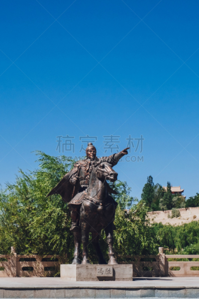Statue of General Feng Sheng at Jiayu Pass, in Jiayuguan, Gansu, China