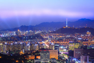 朝鲜半岛,城市,首尔,夜晚,塔,自然美,修改系列,商务,暗色,现代