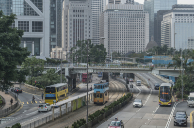 Traffic in a busy modern city