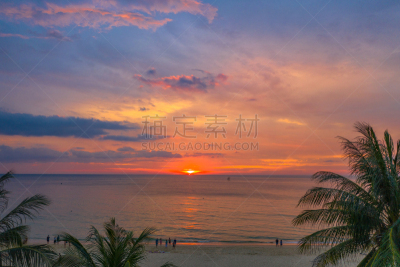 航拍视角,椰子树,在上面,帆,曙暮光,环境,云,泰国,天气,椰子