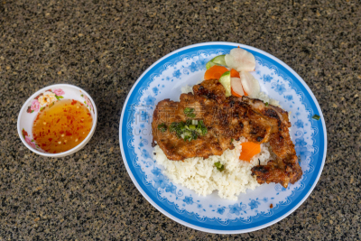 越南,猪排,多味酱,上菜,米,甜食,格子烤肉,炸肉排,盐渍食品,传统