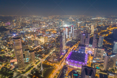 Aerial view Panoramic of the Singapore Skyline and Marina Bay, the marina is the centre of the economy in singapore, there are here all the building in singapore central