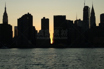 曼哈顿悬日,城市生活,纽约,暗色,现代,户外,天空,建筑,城市,都市风景