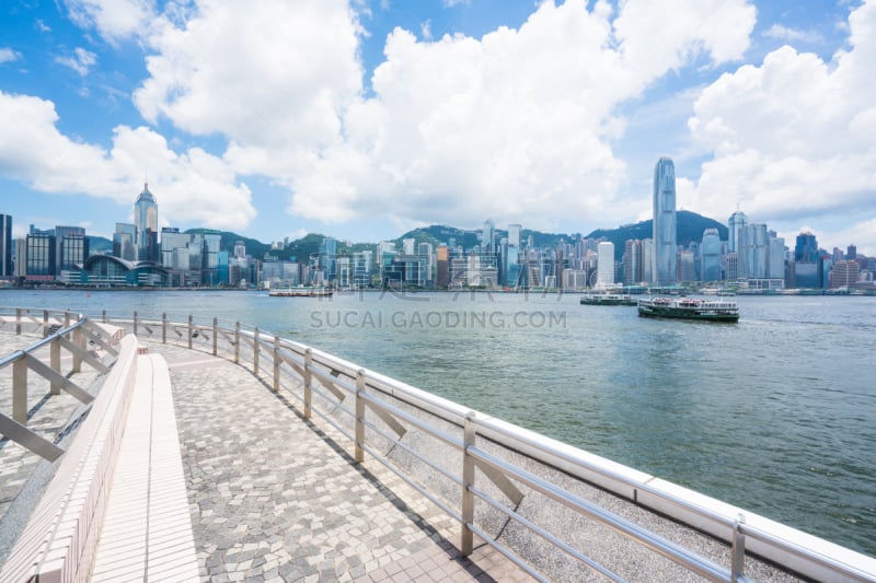 View of the Hong Kong skyline.