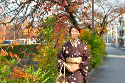 和服,女人,京都府,日本人,秋天,街道,中老年女人,仅日本人,仅一个中老年女人,一个人