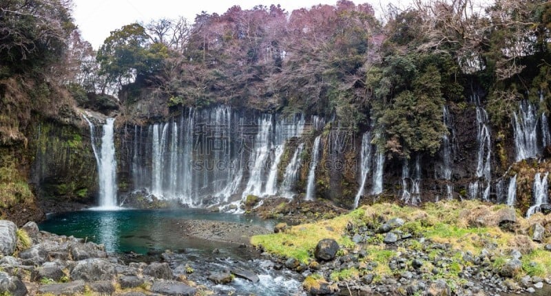 shiraito falls,本州,著名自然景观,富士宫,环境,火山岩,水下落,公园,静冈县,流水