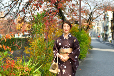 和服,女人,京都府,日本人,秋天,街道,中老年女人,仅日本人,仅一个中老年女人,一个人