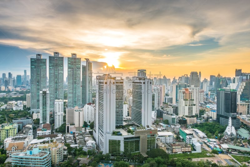 泰国,都市风景,曼谷,自然美,汽车,曙暮光,交通,交通堵塞,公路,商业金融和工业