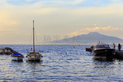 索伦托,海湾,卡诺岛,纳布勒斯,海港,船,著名景点,海岸线,水湾,夏天