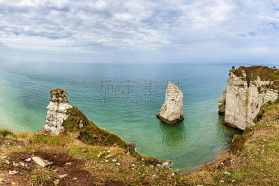 诺曼底埃特塔尔海滩,自然,风景,白垩,悬崖,布列塔尼,法国,石灰石,高动态范围成像,著名景点