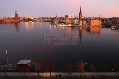 斯德哥尔摩老城,城市天际线,黎明,城市生活,利达尔峡湾,瑞典,斯堪的纳维亚半岛,云景,斯德哥尔摩,曙暮光