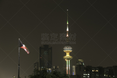 科威特,塔,户外,风景,图像,彩色图片,水平画幅,无人,波斯湾,建筑外部
