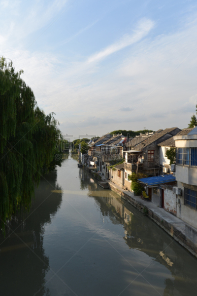 运河,同里,住房,水面,著名景点,江苏省,背景,户外,天空,连栋房屋