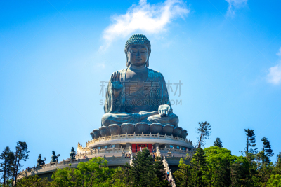 天坛大佛,佛,晒黑,旅行者,青铜,巨大的,著名景点,图像,水平画幅
