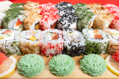 与众不同,巨大的,特写,塞满了的,菜单,日本食品,米,三文鱼,生鱼片寿司,鱼类