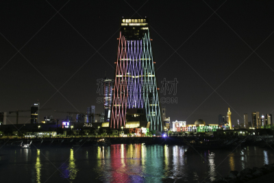 科威特,塔,科威特塔,建筑外部,风景,图像,光轨,波斯湾,无人,户外