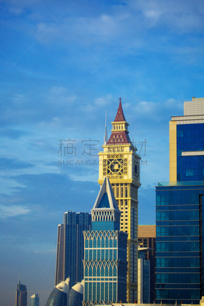 迪拜,谢赫扎耶德路,热,黄昏,波斯湾,色彩鲜艳,沙漠,户外,高峰时间,金融区