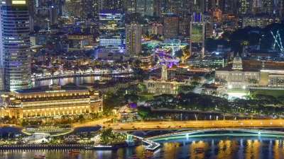 View of The skyline of Singapore downtown CBD