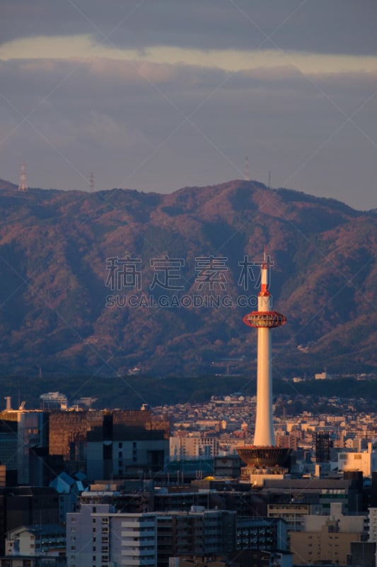 breathtaking sunrise in the Kyoto city, japan