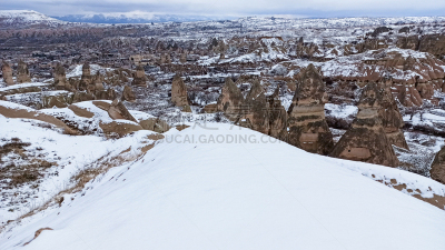 卡帕多奇亚,雪,地形,烟囱石,万岩柱,土耳其,安纳托利亚,世界遗产,火山岩
