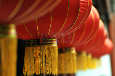 悬挂的,灯笼,春节,夜晚,红色,运气,幸福,手艺,风景