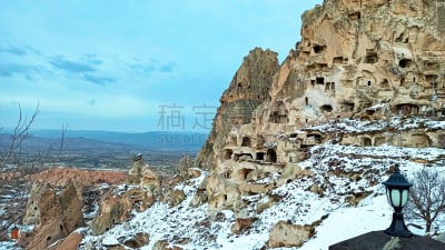土耳其,雪,洞穴,乌奇夏,卡帕多奇亚,烟囱石,城堡,万岩柱,寒冷,安纳托利亚