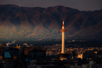 breathtaking sunrise in the Kyoto city, japan