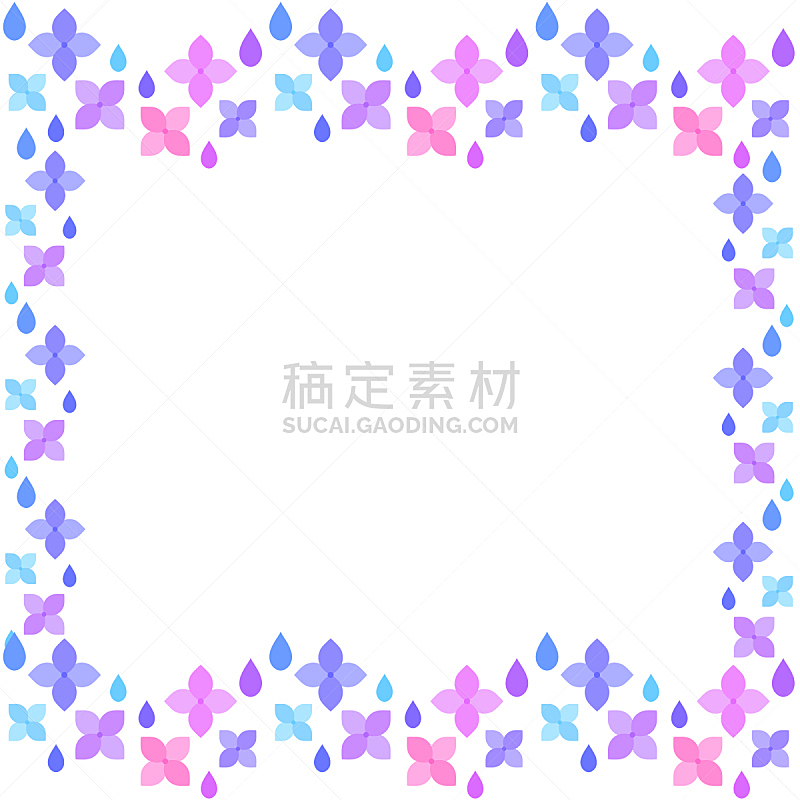边框,八仙花属,白色,白色背景,粉色,紫色,正方形,图像,花瓣,多色的