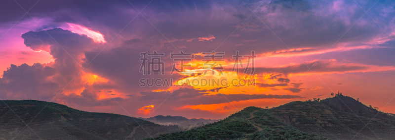 光,雾,山,在上面,云景,风,曙暮光,环境,云,泰国