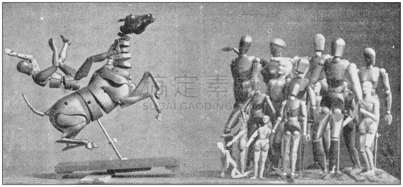 古董,木制,人造模特,马,过时的,过去,19世纪,复古风格,小的,古典式