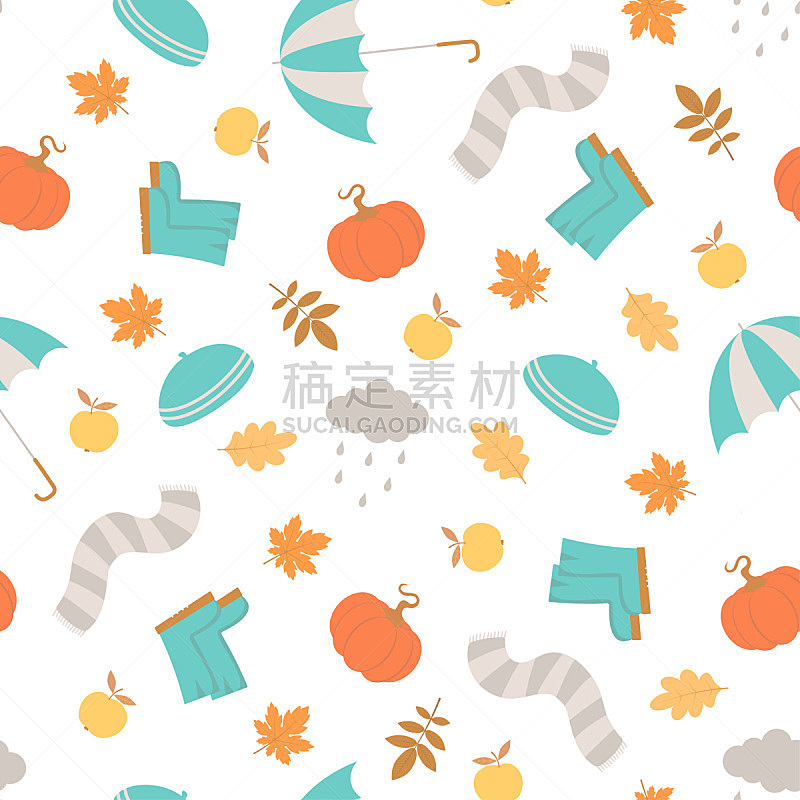 四方连续纹样,秋天,雨季,可爱的,气候,湿,灰色,环境,橙色,鞋子