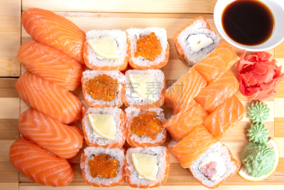 寿司,三文鱼卷,费城,红鱼子酱,菜单,日本食品,米,三文鱼,生鱼片寿司,鱼类
