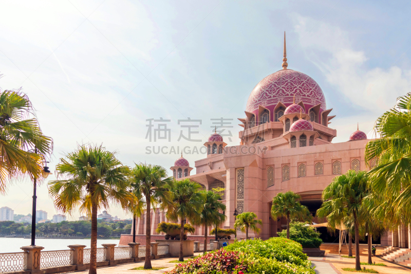 Putra Mosque faces the scenic Putrajaya Lake. It is one of the most visited landmarks in Putrajaya, Malaysia.