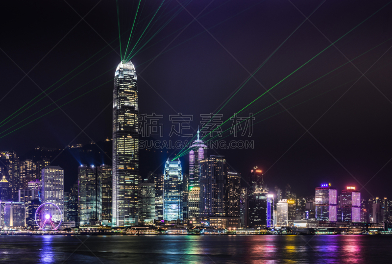 Hong Kong vibrant neon night skyscraper skyline downtown