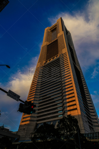 黄昏,横滨高速铁路,天空,横滨,建筑外部,海港,云,橙色,著名景点,横滨地标大厦